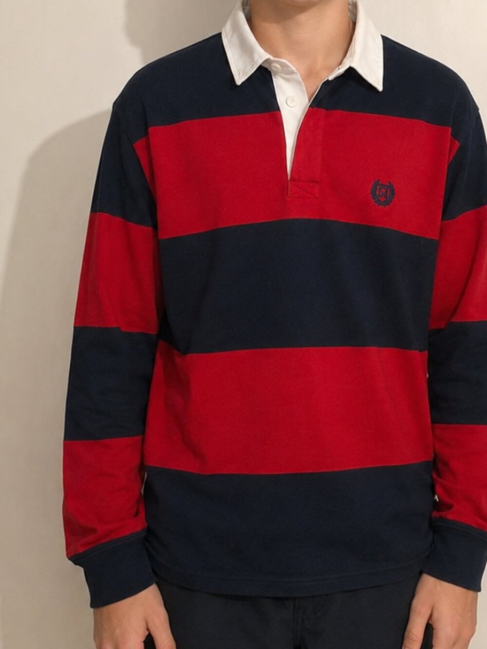 Chaps Boys Red & Navy Rugby Shirt Size 16-18
